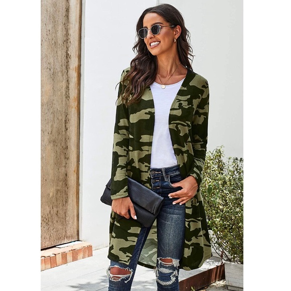 NWT Long Sleeve Camo Print Open Front Cardigan - Picture 5 of 7